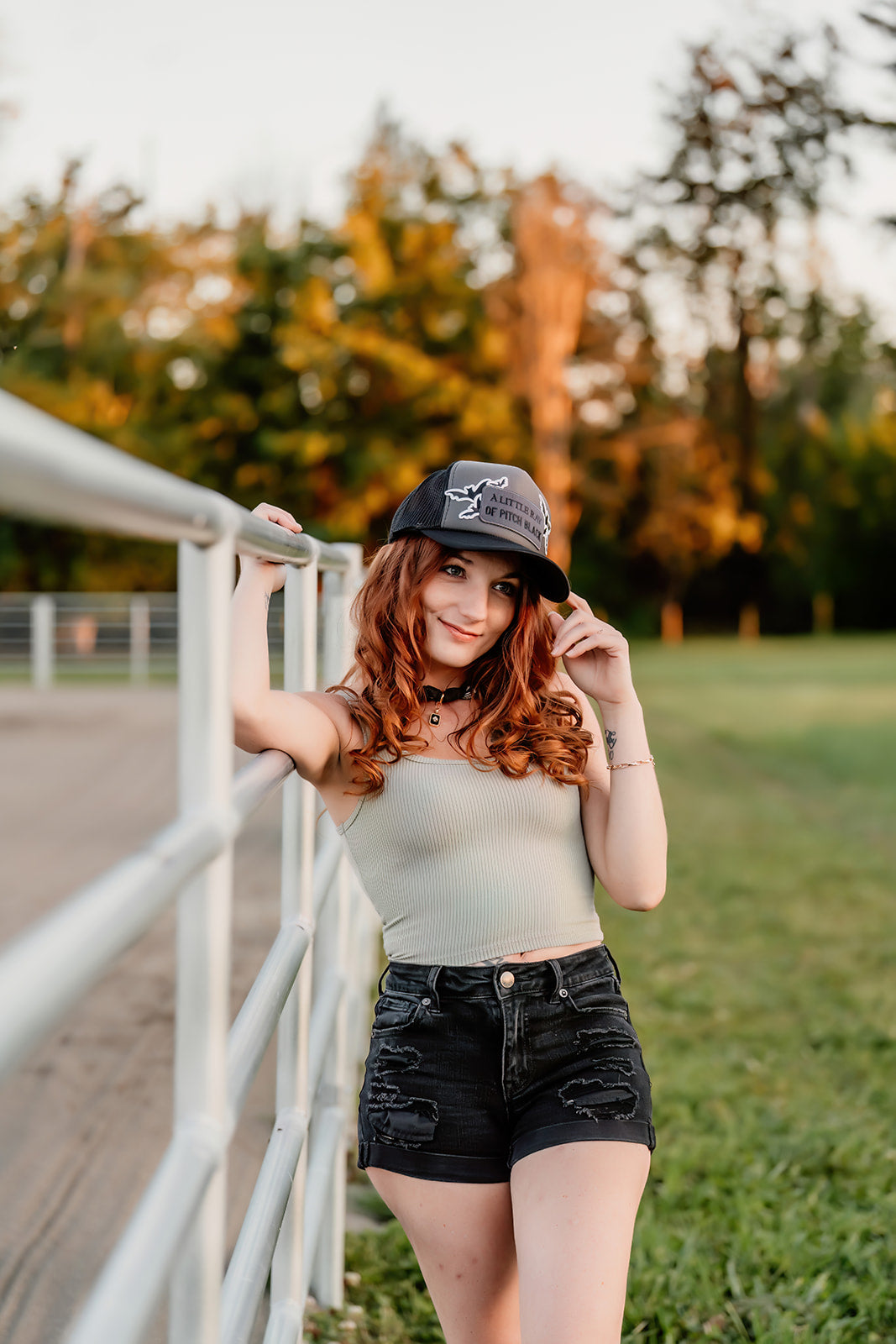 A Little Ray Of Pitch Black - Embroidered  Patch on Trucker Hat