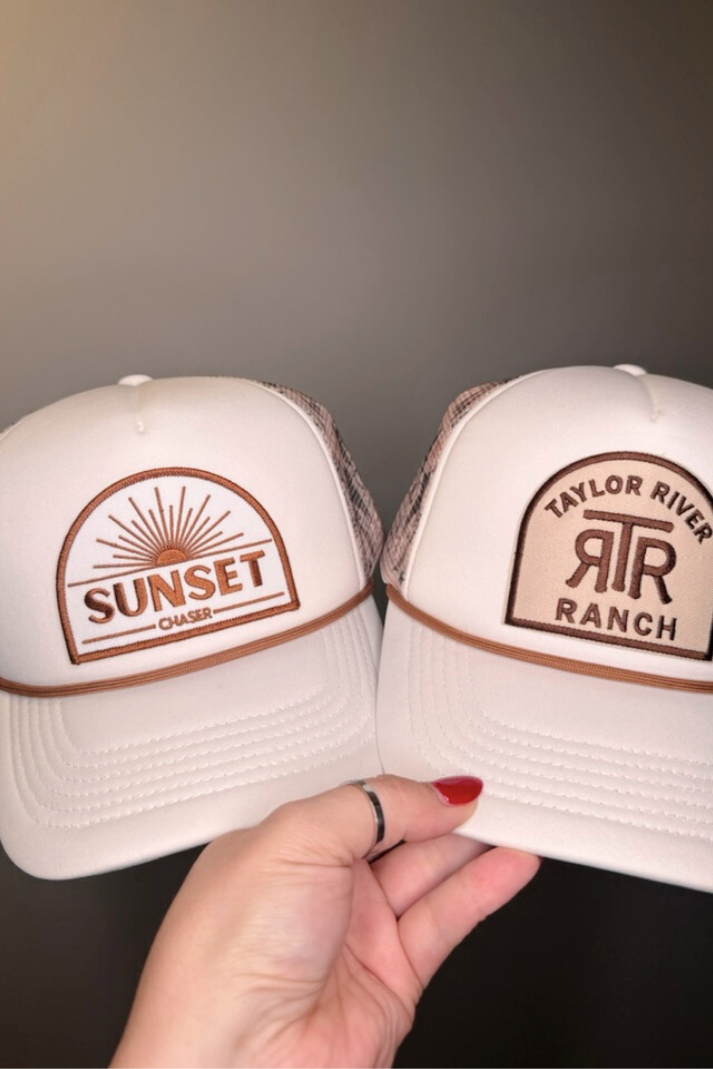 Sunset Chaser -  Embroidered  Patch on Trucker Hat