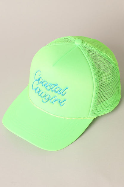 Coastal Cowgirl Embroidered Neon - Trucker Hat