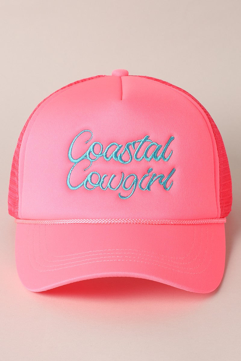 Coastal Cowgirl Embroidered Neon - Trucker Hat