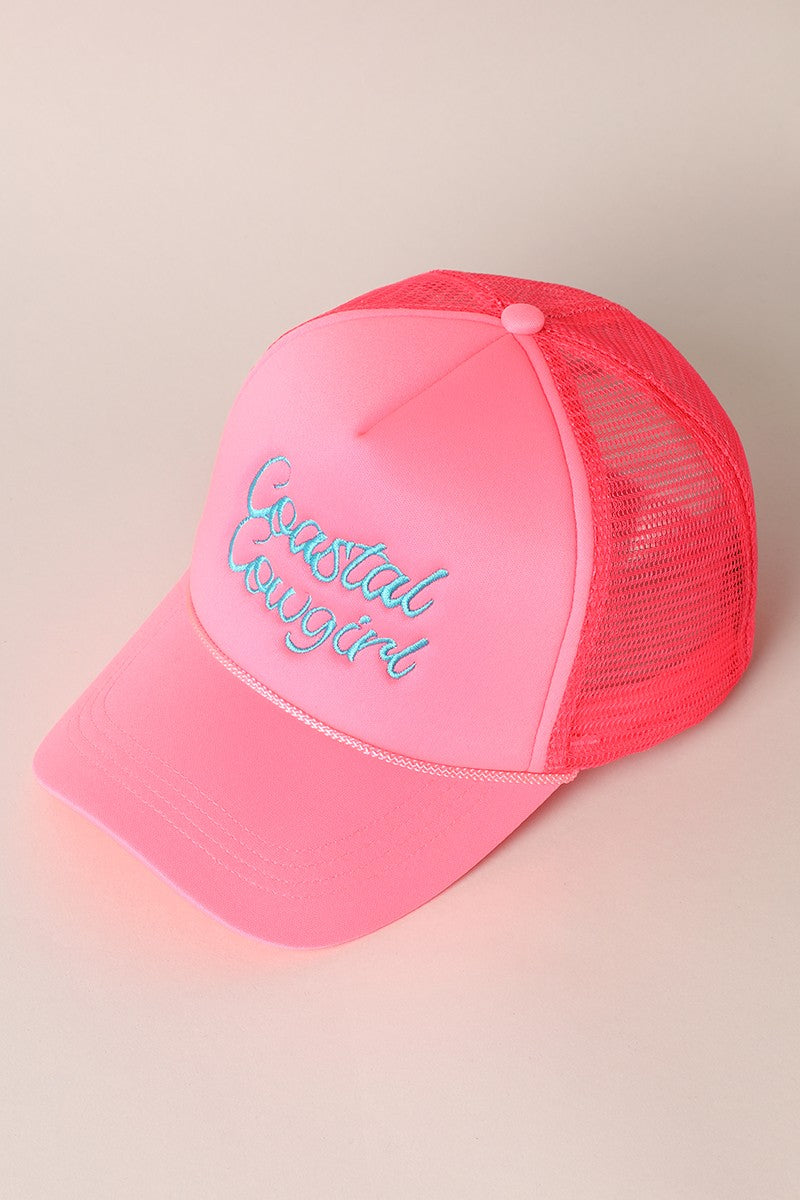 Coastal Cowgirl Embroidered Neon - Trucker Hat