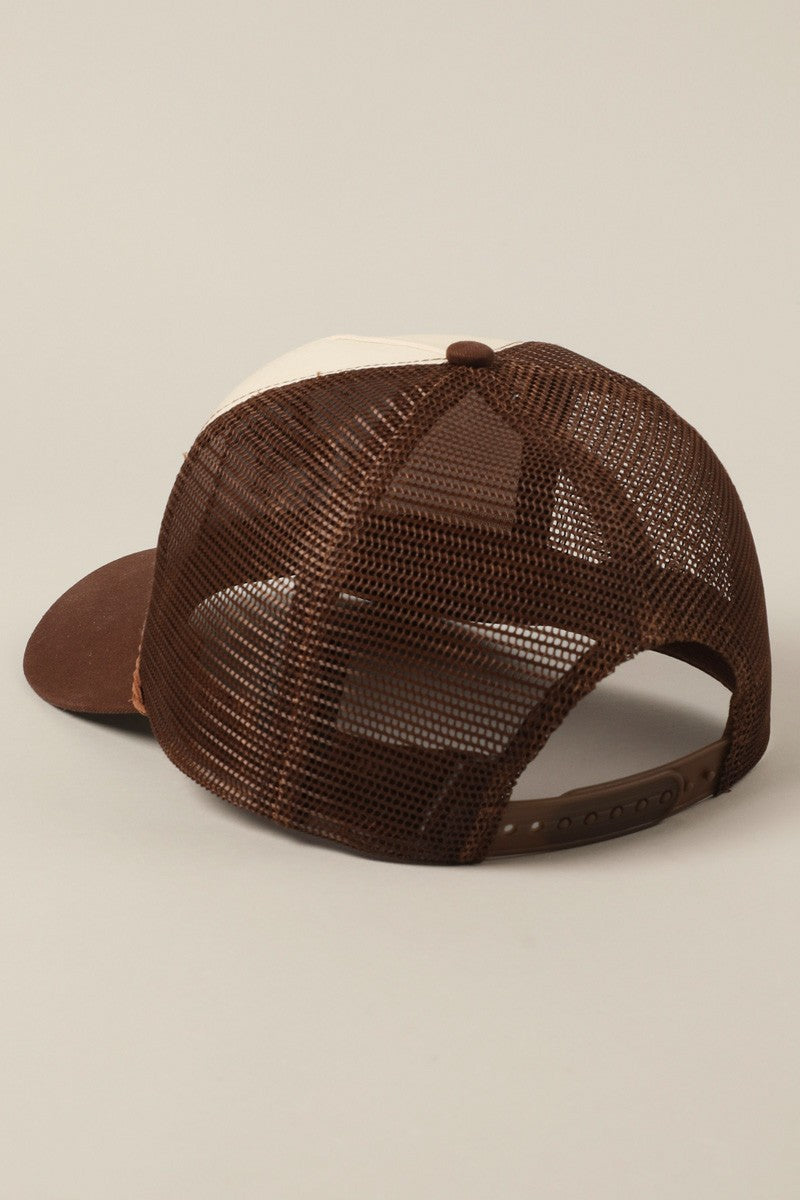 Howdy Cowboy Embroidered Hat - Neutral Brown