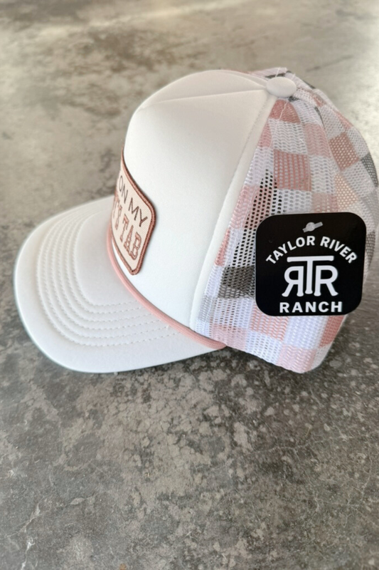 PUT IT ON MY COWBOY'S TAB // Embroidered Patch on Checkered Hat