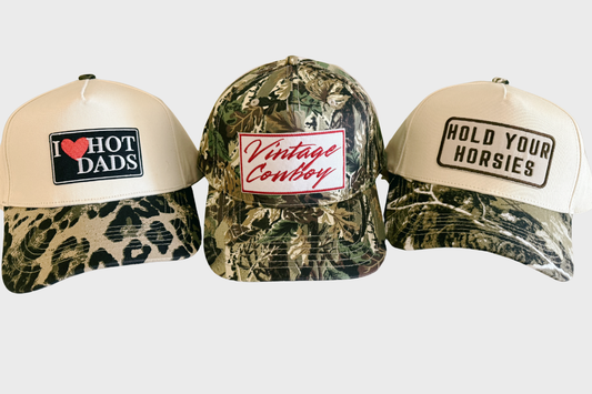 Hold Your Horsies // Embroidered Patch on Camo Structured Cap