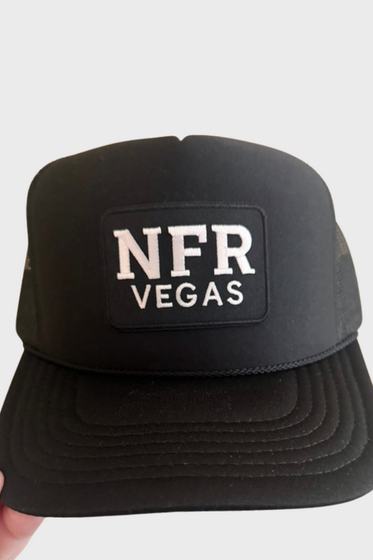 NFR Vegas - Embroidered Patch on Black Trucker Hat