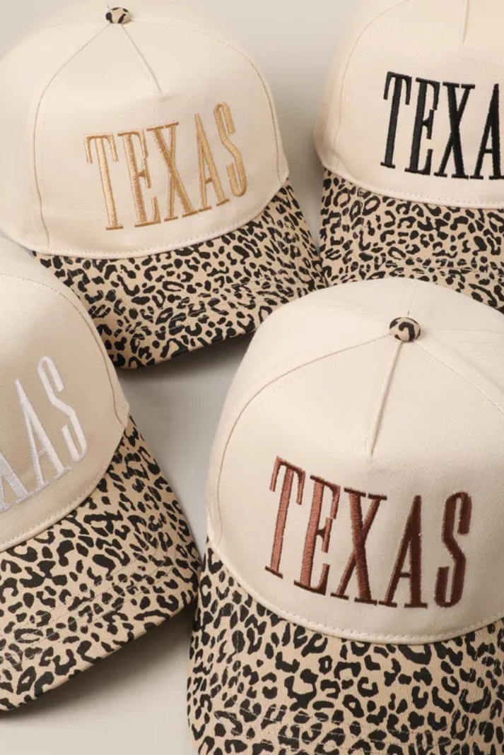 TEXAS Embroidered Hat - Animal Print Bill