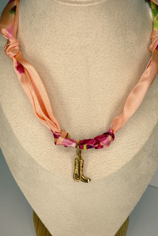Charm Necklace Scarf - Western Inspired, Cowboy Boot