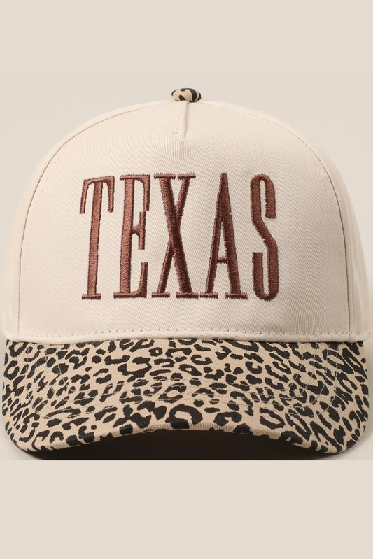 TEXAS Embroidered Hat - Animal Print Bill