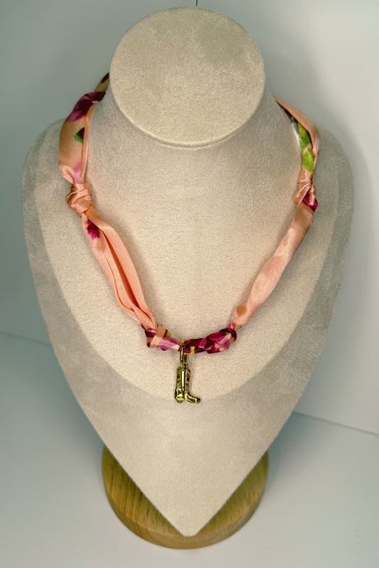 Charm Necklace Scarf - Western Inspired, Cowboy Boot