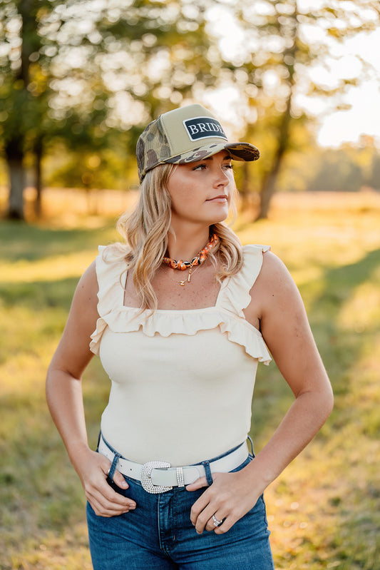 Bride - Embroidered  Patch on Camo Trucker Hat