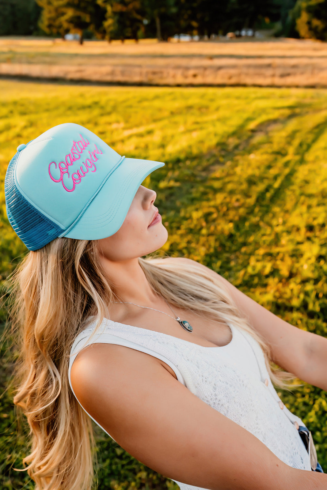 Coastal Cowgirl Embroidered Neon - Trucker Hat