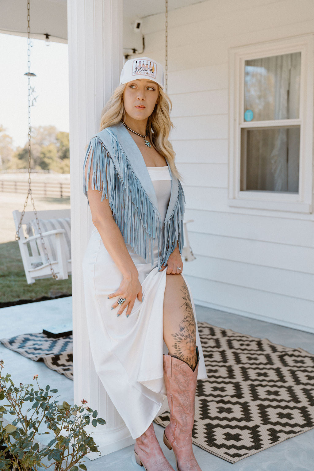 Blame The Champagne  - Embroidered Patch on Structured Trucker Hat