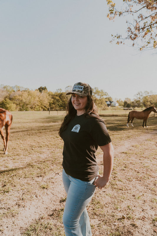 FREEDOM Embroidered Patch on Camo Structured Cap